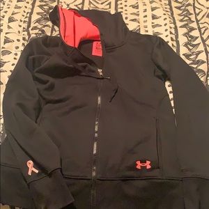 Under Armour zip up hoodie. Black and pink.
